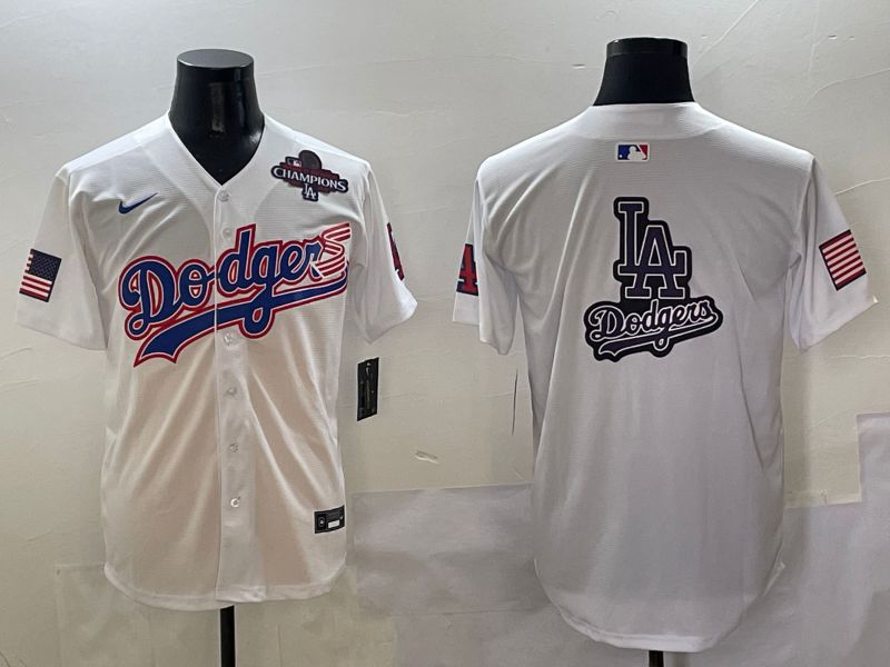Men Los Angeles Dodgers Blank White national flag second generation joint name Nike 2025 MLB Jersey style 20->los angeles dodgers->MLB Jersey